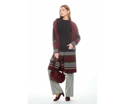 Пальто NITA Л 669-18 темно-серый+бордовый Пальто NITA Л 669-18 темно-серый+бордовый