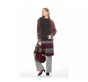 Пальто NITA Л 669-18 темно-серый+бордовый Пальто NITA Л 669-18 темно-серый+бордовый